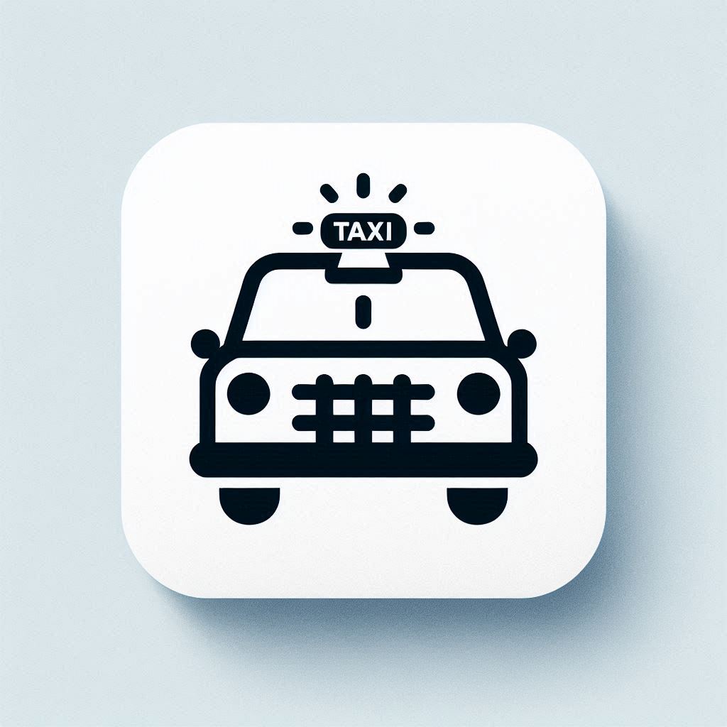 A black and white icon of a taxi A black and white icon of a taxi