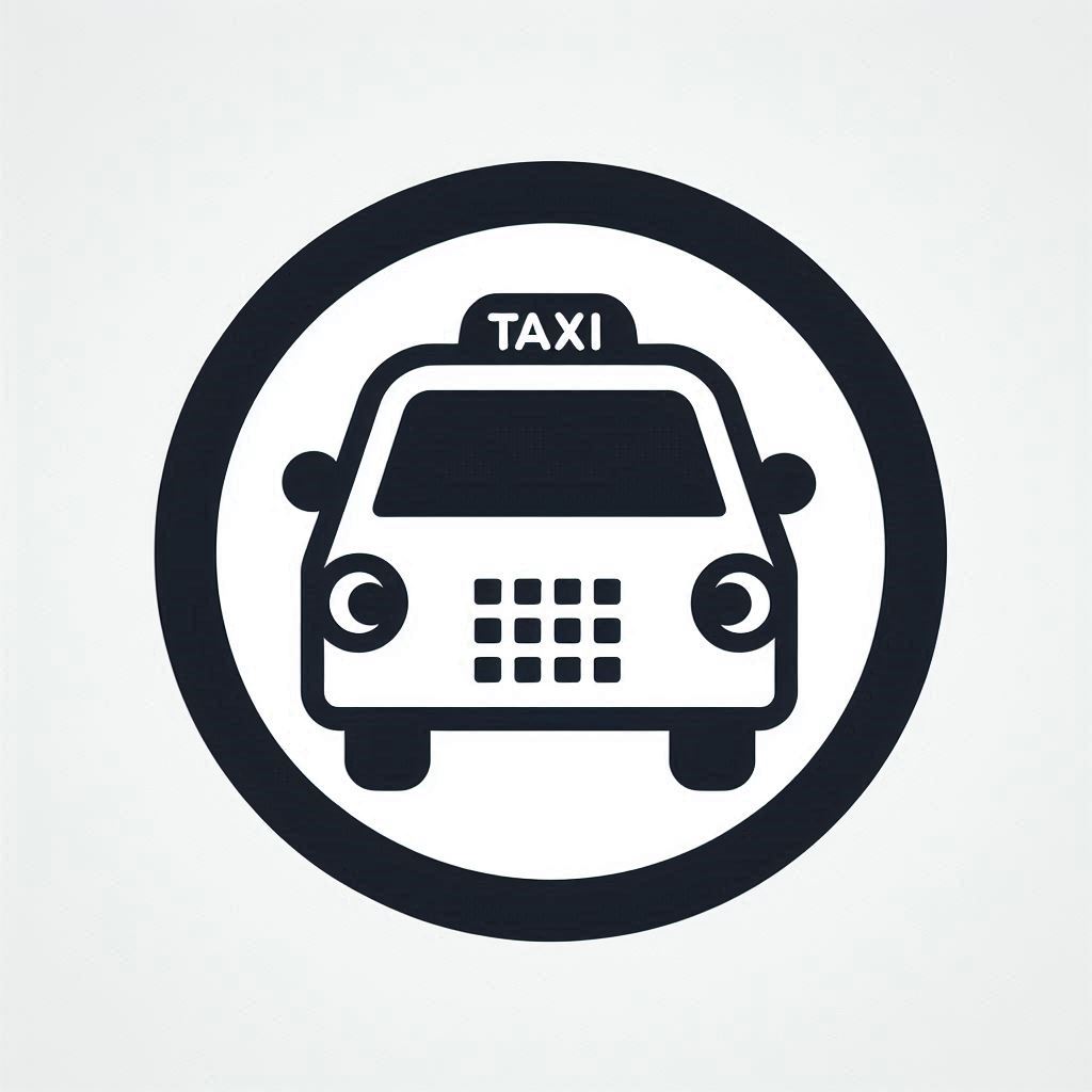 A simple taxi icon in black and white A simple taxi icon in black and white
