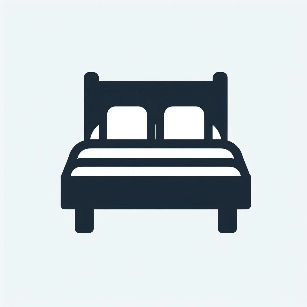 A simple bed icon, representing a place to sleep A simple bed icon, representing a place to sleep