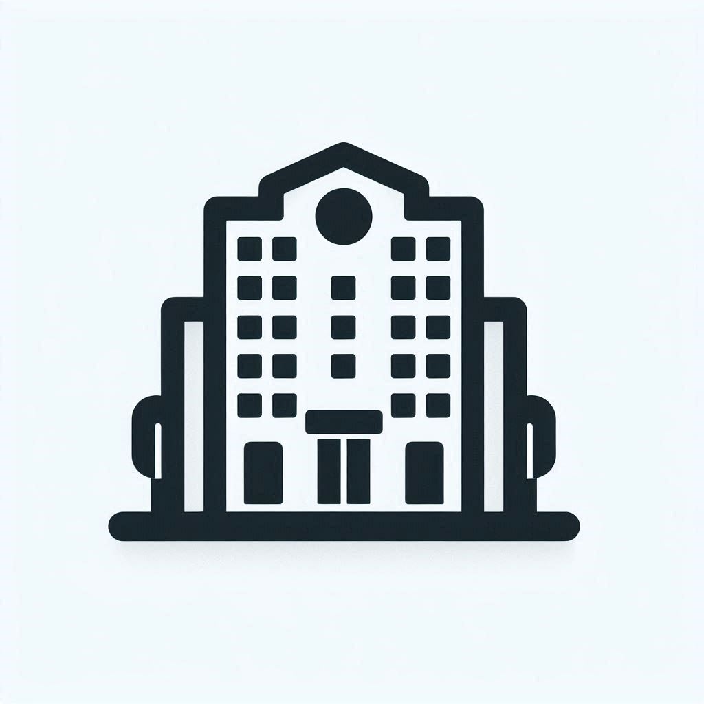 A simple black and white illustration of a tall building A simple black and white illustration of a tall building