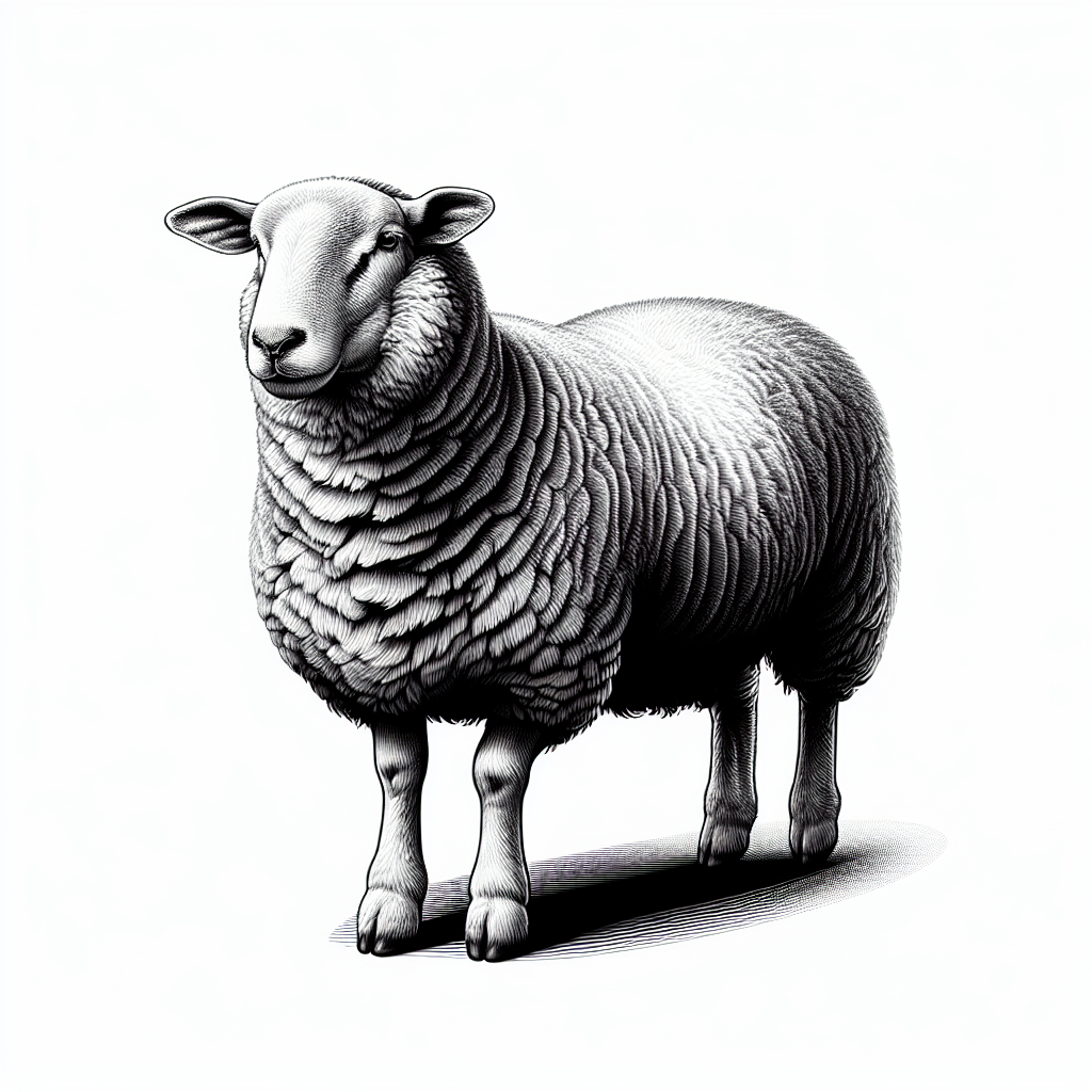 A black and white illustration of a sheep A black and white illustration of a sheep