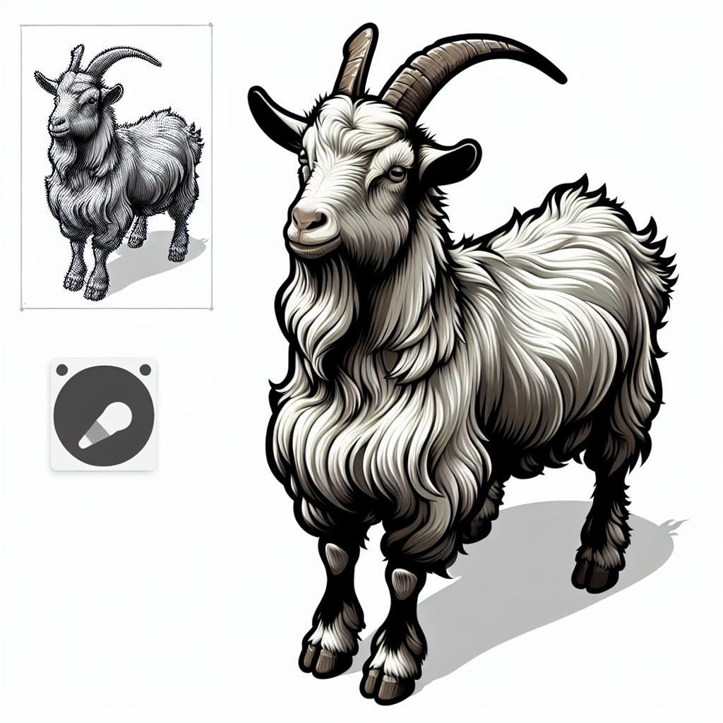 A black and white illustration of a goat A black and white illustration of a goat