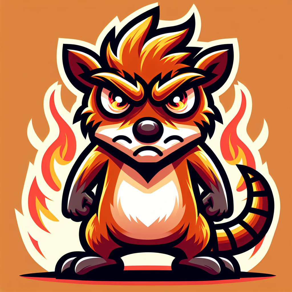 An angry raccoon stands in flames An angry raccoon stands in flames