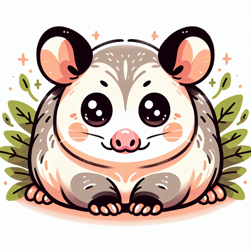 A cute cartoon sugar glider sits in the grass A cute cartoon sugar glider sits in the grass