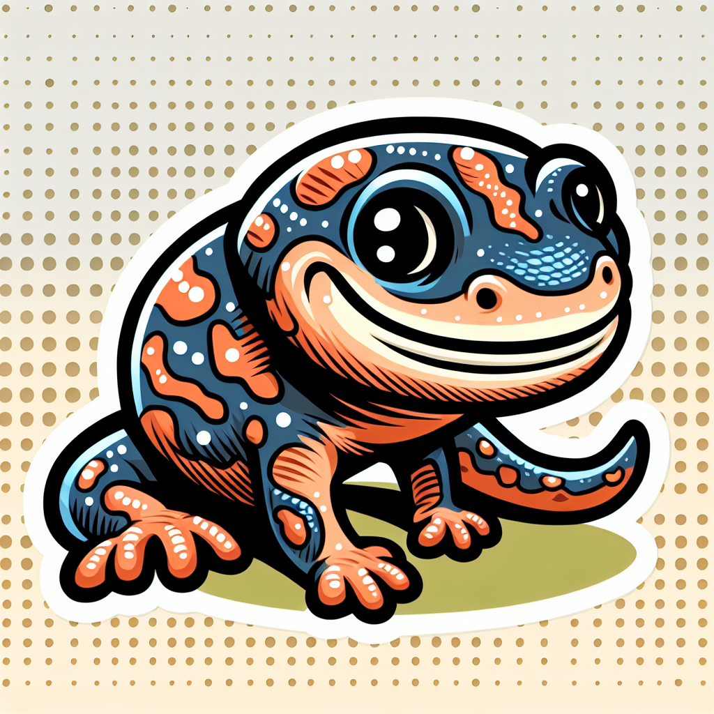 A cartoon salamander smiles for the camera A cartoon salamander smiles for the camera