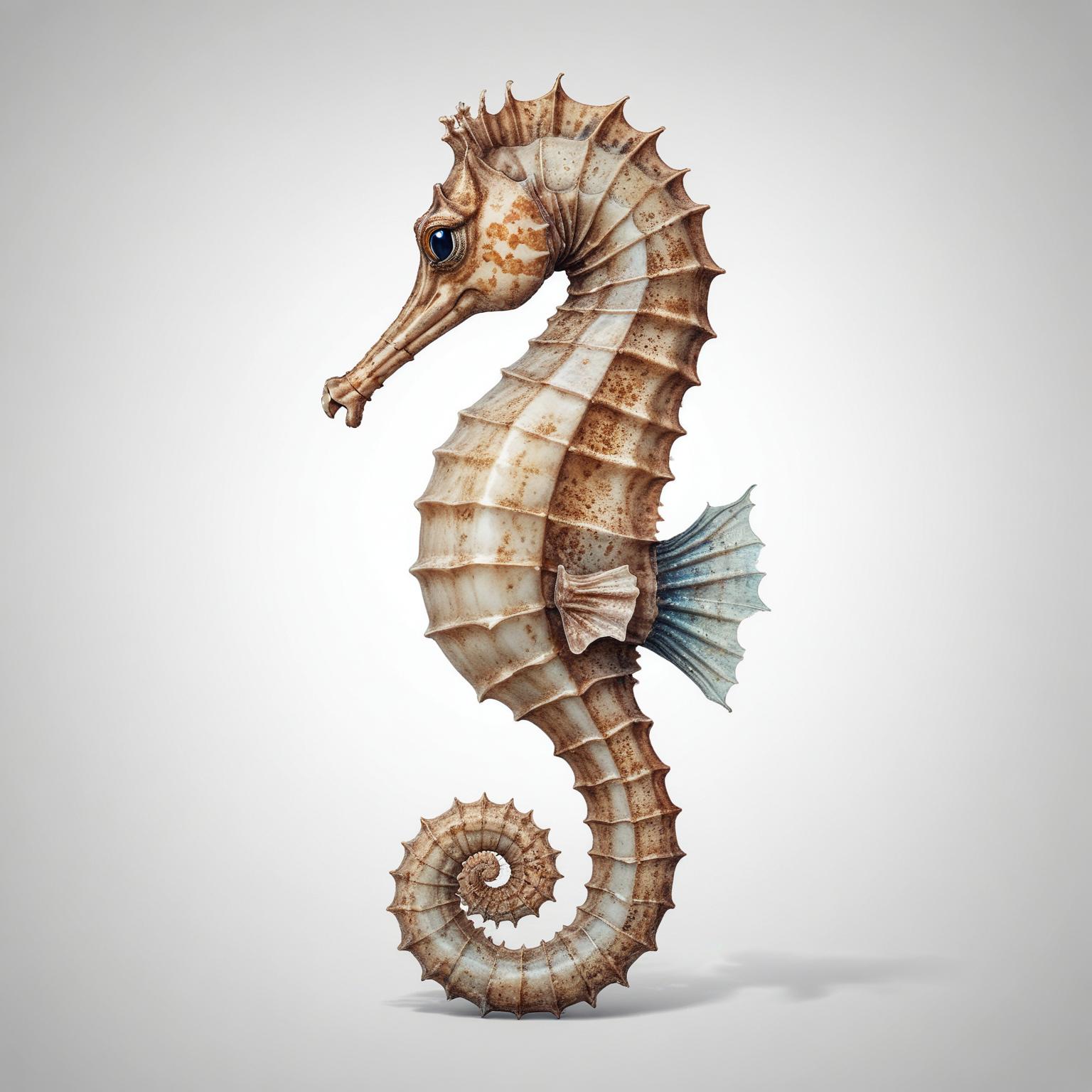 A brown seahorse with a white background A brown seahorse with a white background