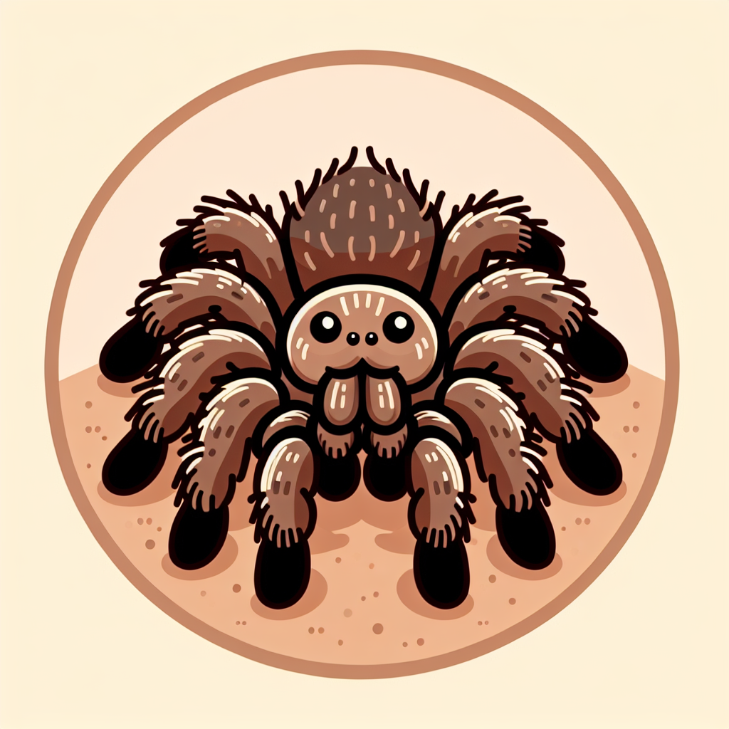 A cute brown tarantula is standing on the sand A cute brown tarantula is standing on the sand