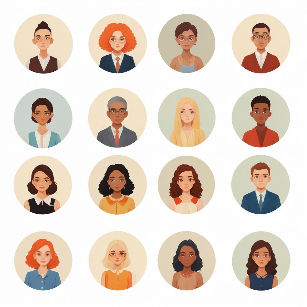 A diverse group of people in profile portraits A diverse group of people in profile portraits