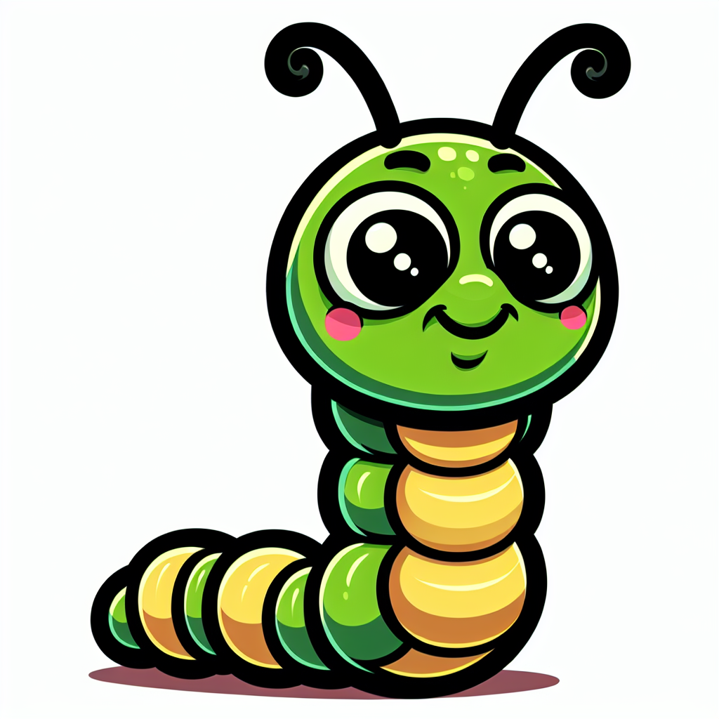 A cartoon caterpillar smiles for the camera A cartoon caterpillar smiles for the camera