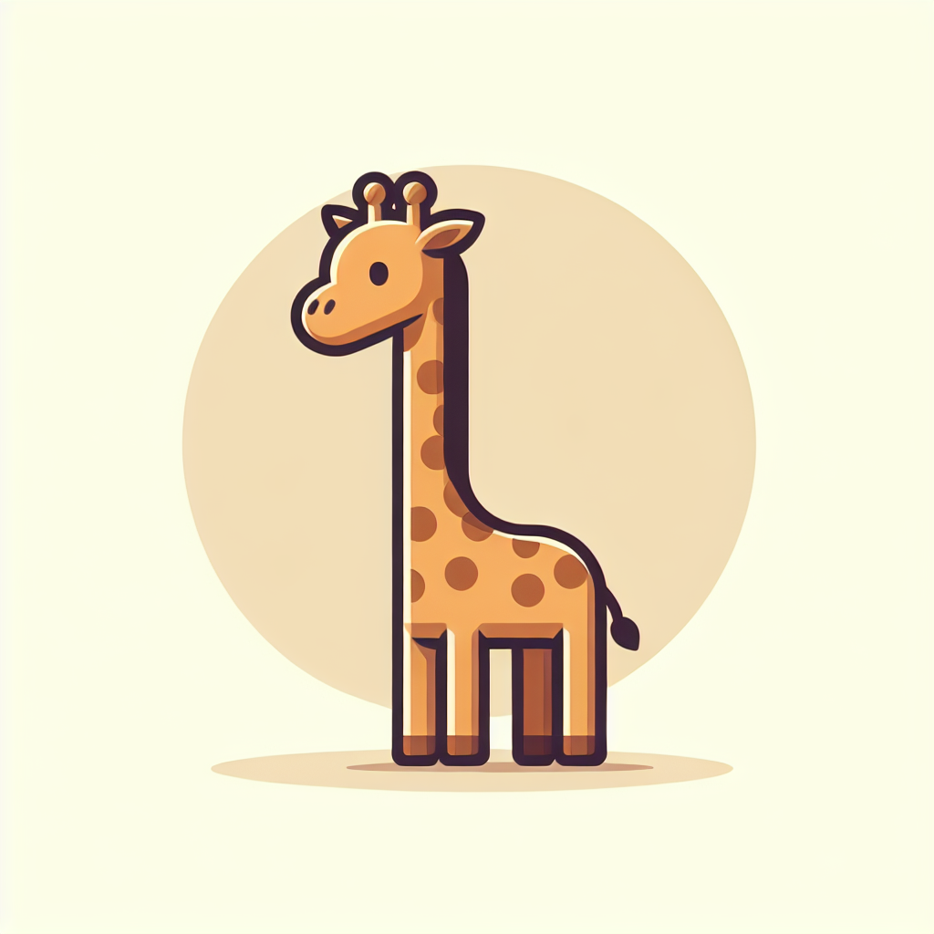 A cartoon giraffe stands on a light background A cartoon giraffe stands on a light background