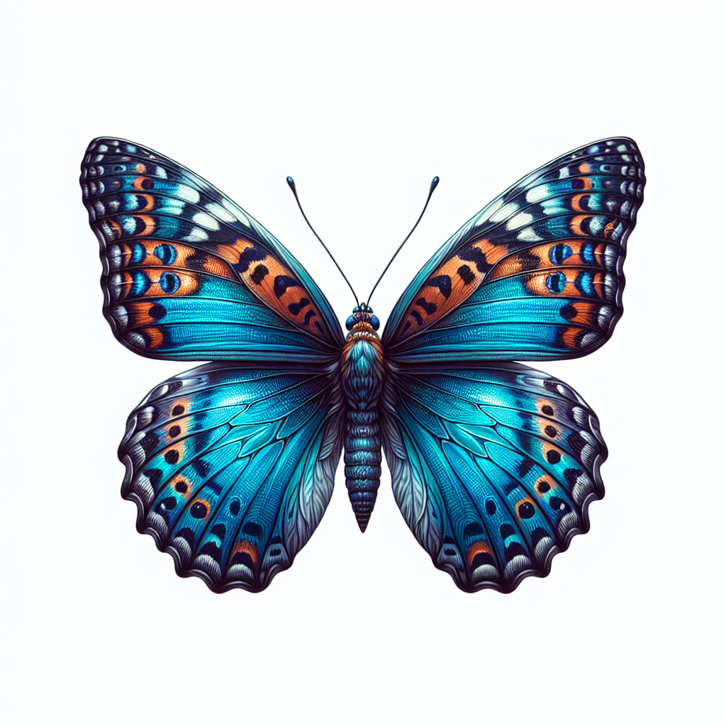 A blue butterfly with orange and black markings A blue butterfly with orange and black markings