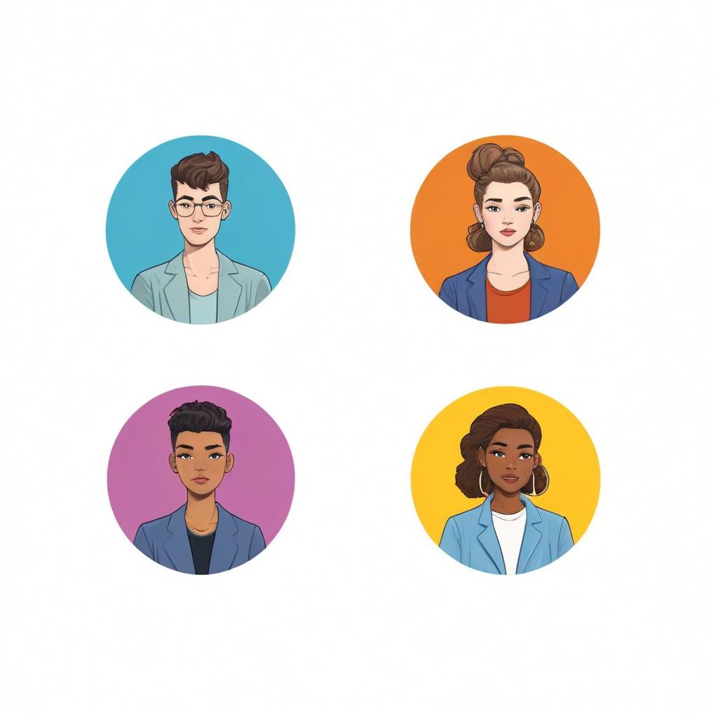 Four diverse people are pictured in profile Four diverse people are pictured in profile