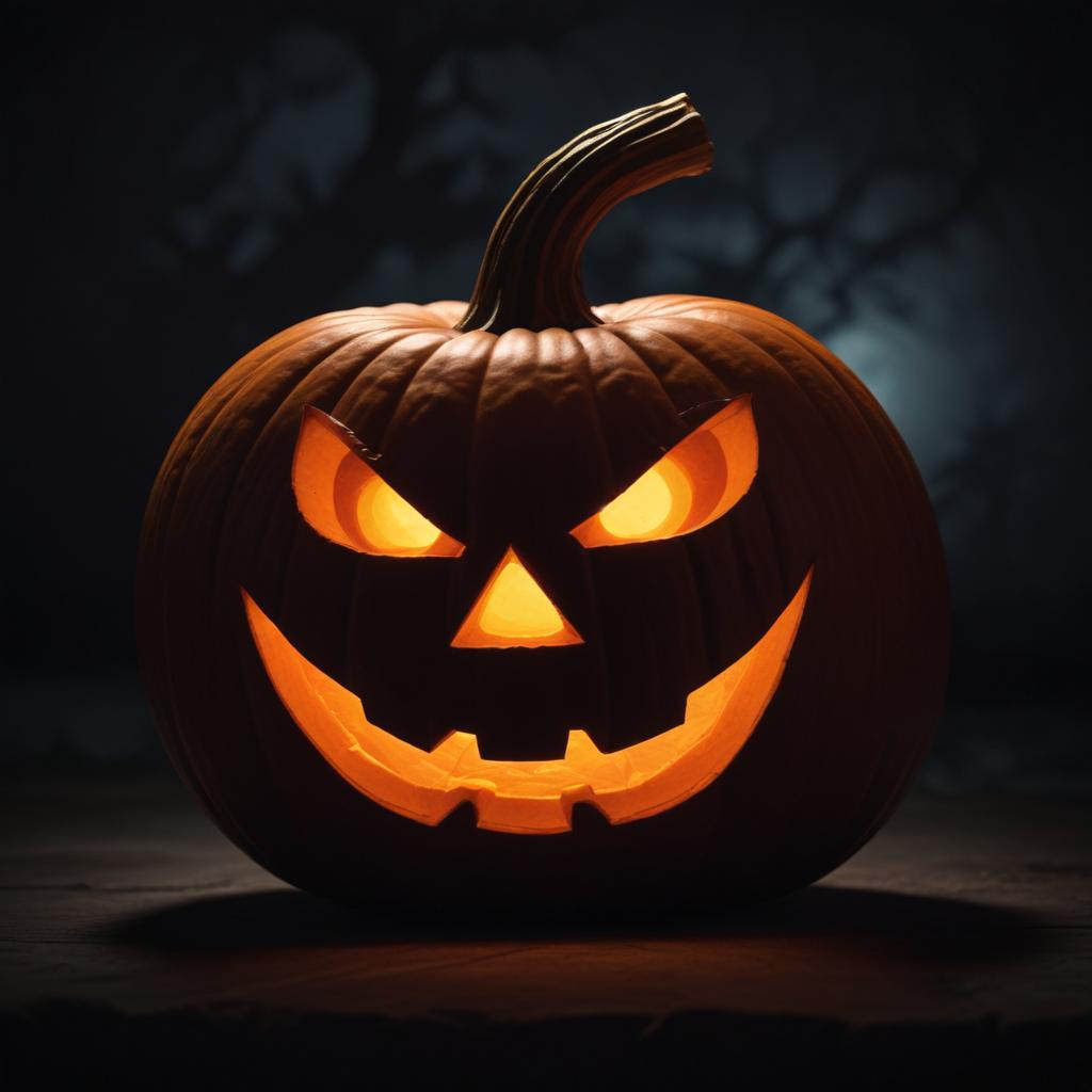 A carved pumpkin glows in the dark A carved pumpkin glows in the dark