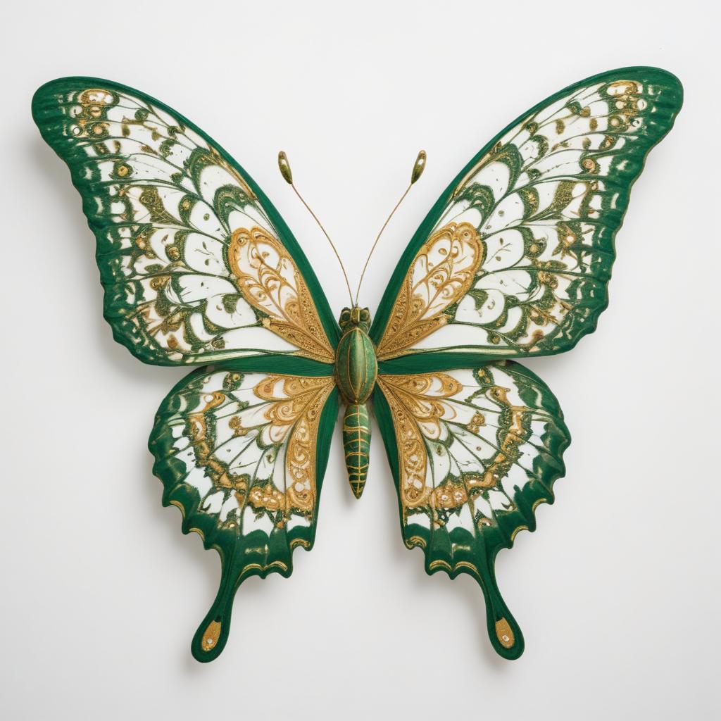 A green and gold patterned butterfly A green and gold patterned butterfly