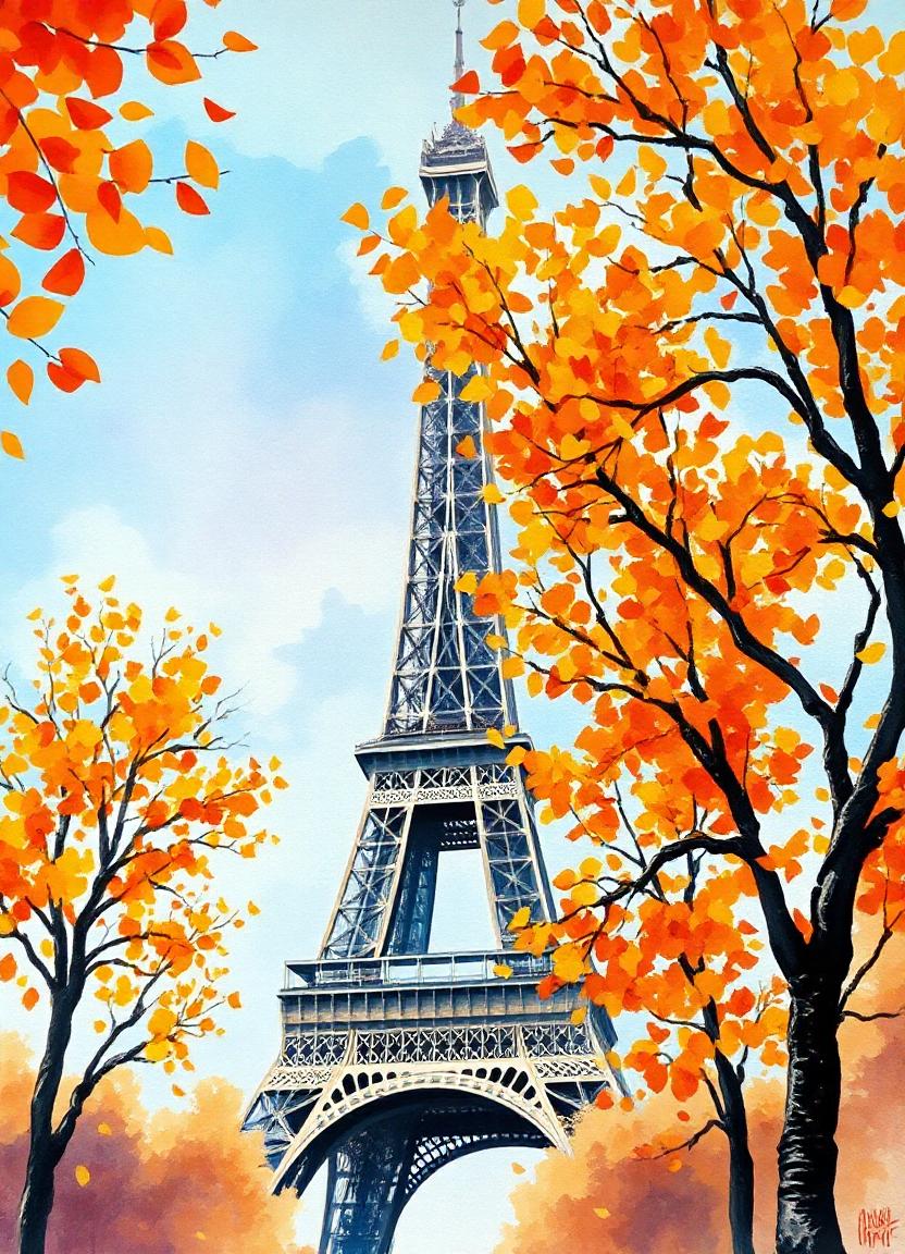 The eiffel tower is shown in the center of the image The eiffel tower is shown in the center of the image