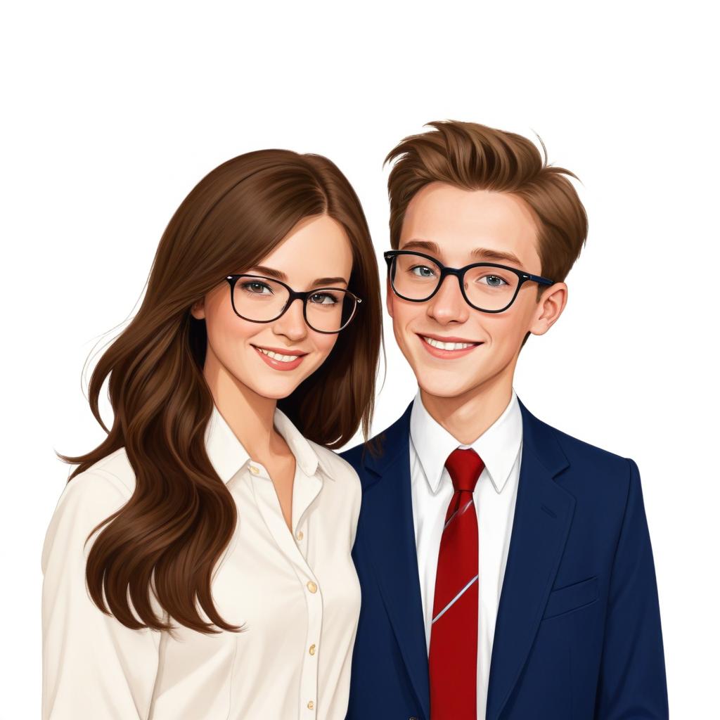 A young woman and man smile for the camera A young woman and man smile for the camera