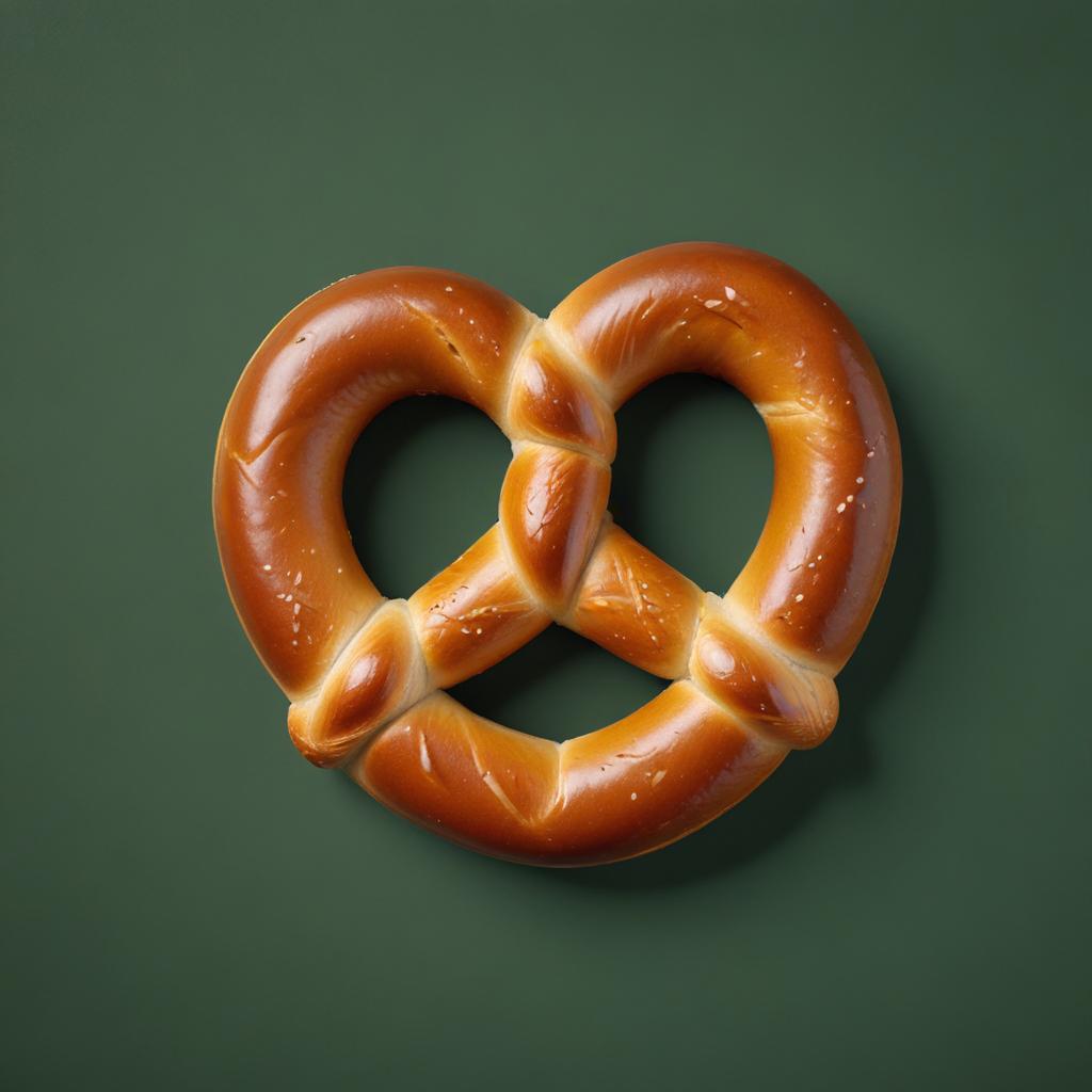 A soft pretzel on a green background A soft pretzel on a green background