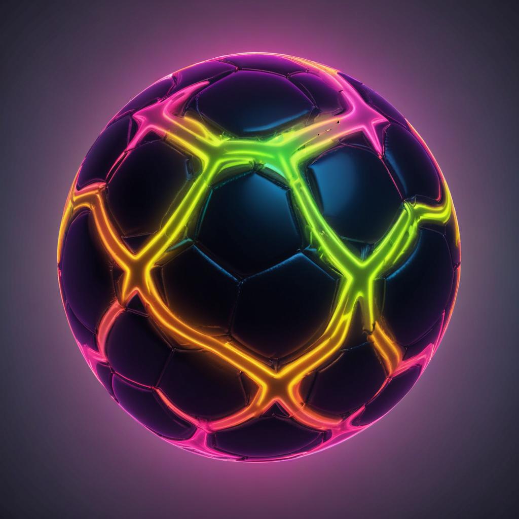 A glowing soccer ball with neon lines A glowing soccer ball with neon lines
