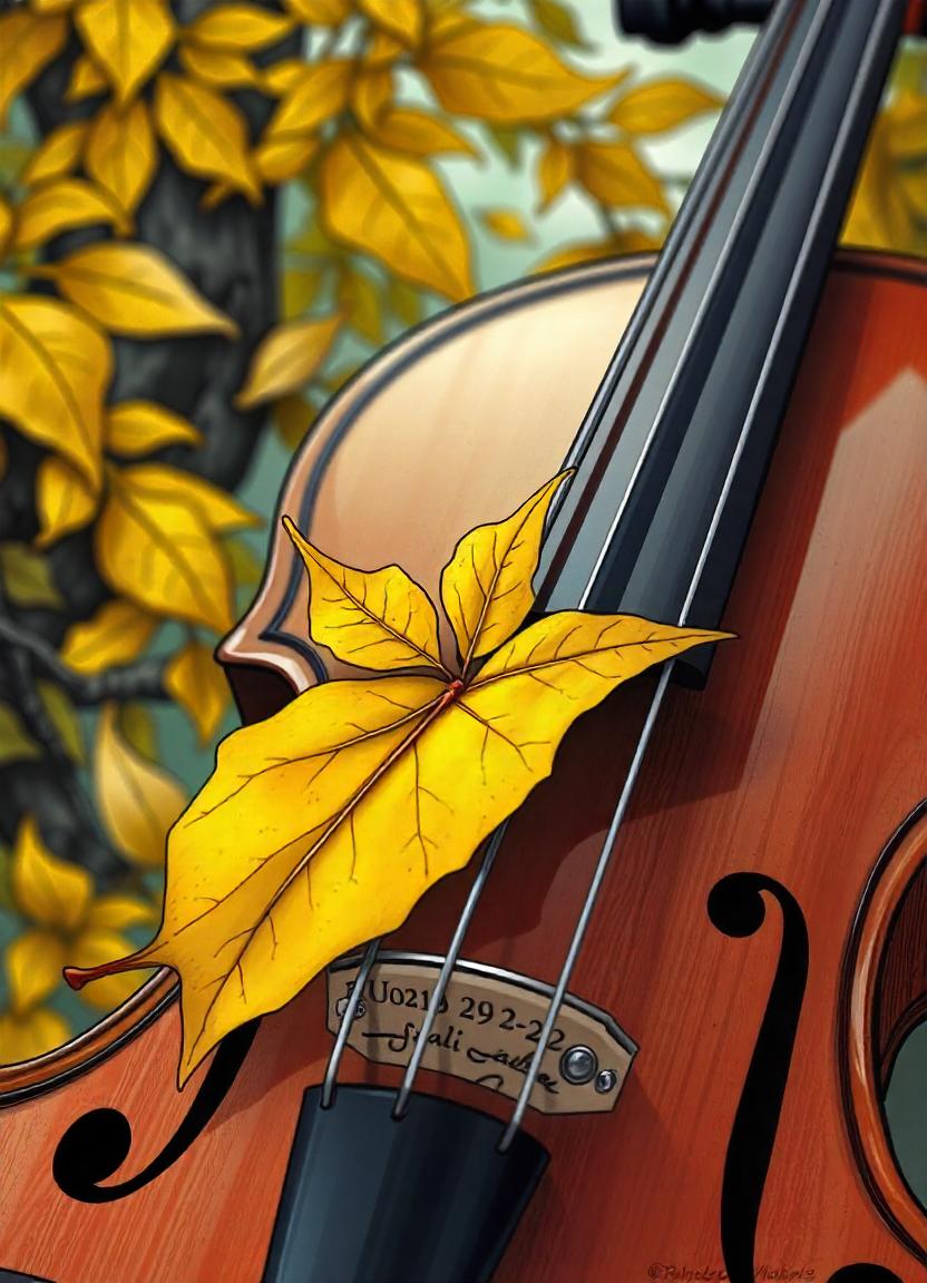 A violin sits among autumn leaves A violin sits among autumn leaves