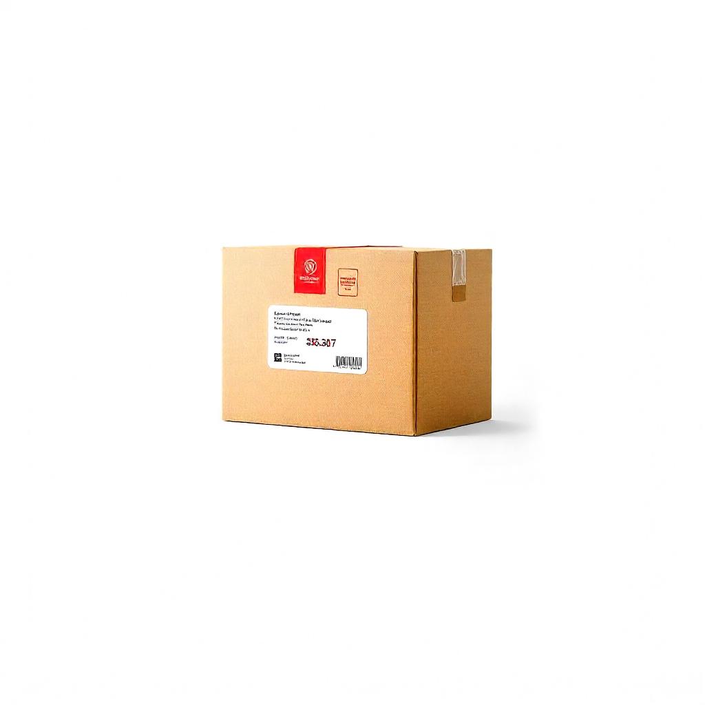 A cardboard box sits on a white surface A cardboard box sits on a white surface