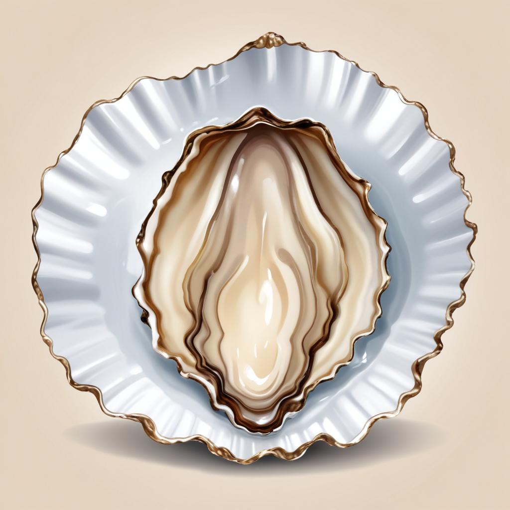 An oyster shell with a pearlescent interior An oyster shell with a pearlescent interior