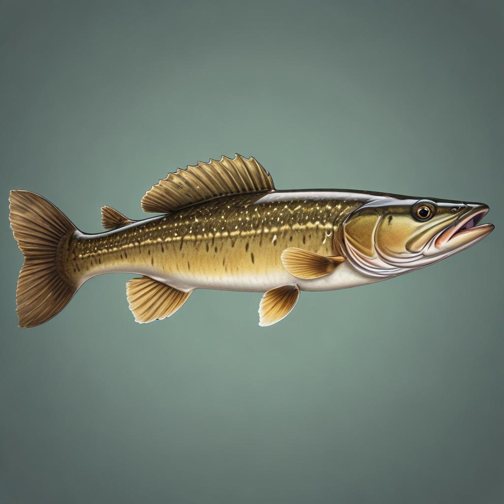 A walleye fish swims through the water A walleye fish swims through the water