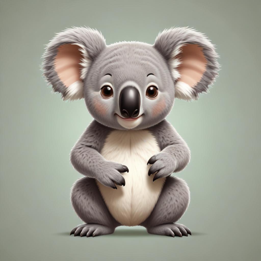 A cute koala stands on a green background A cute koala stands on a green background