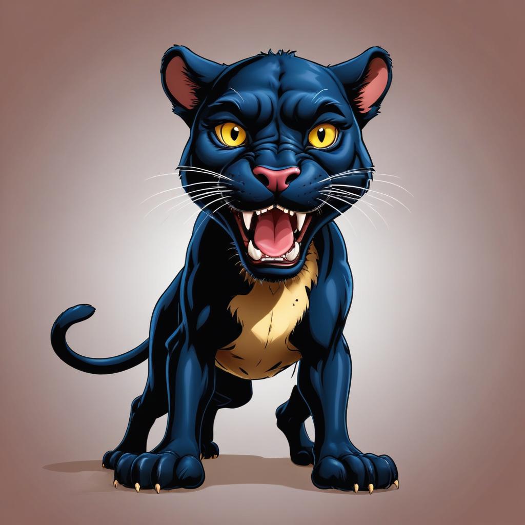 A black panther growls with its mouth open A black panther growls with its mouth open