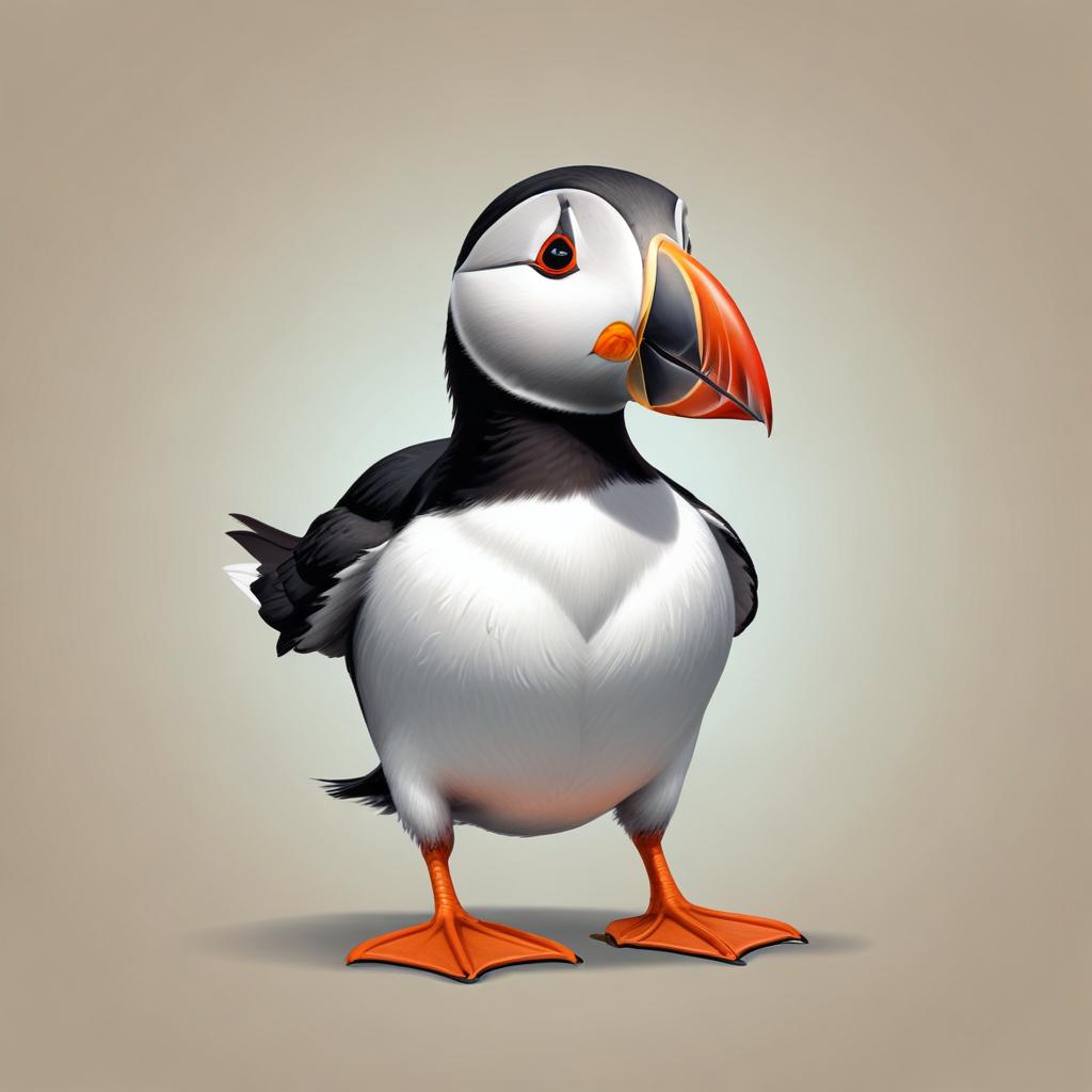 A puffin stands with its head tilted to the side A puffin stands with its head tilted to the side