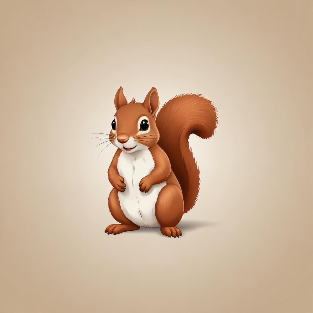 A cute squirrel stands on a neutral background A cute squirrel stands on a neutral background