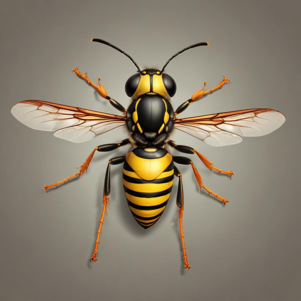 A close-up of a yellow jacket with its wings spread A close-up of a yellow jacket with its wings spread