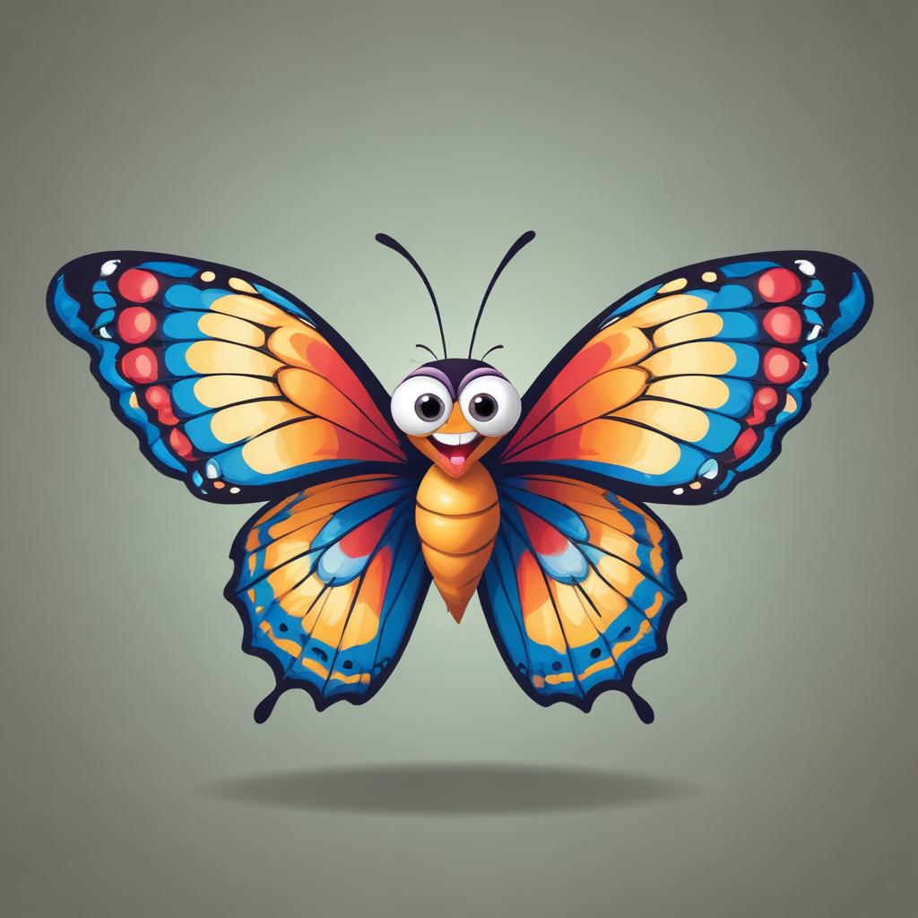 A happy cartoon butterfly with big eyes A happy cartoon butterfly with big eyes