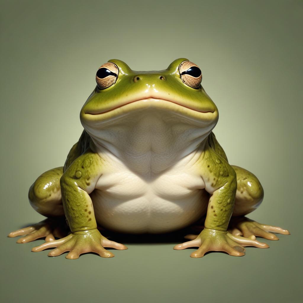 A green frog sits with its legs outstretched A green frog sits with its legs outstretched