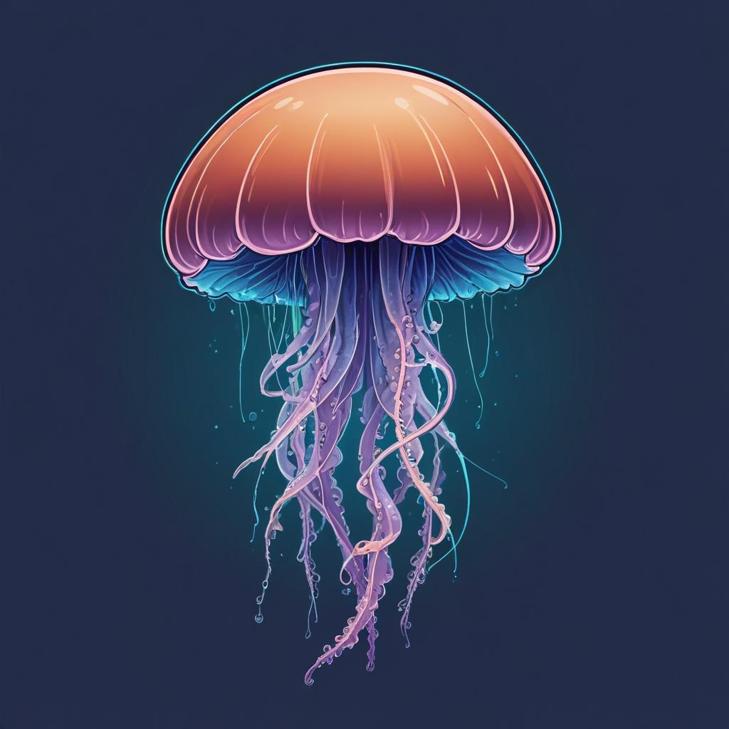 A vibrant jellyfish floats in the ocean A vibrant jellyfish floats in the ocean