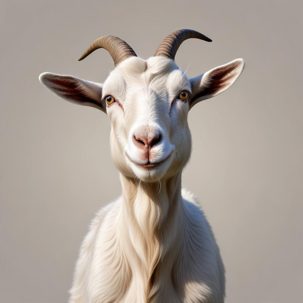 A white goat smiles for the camera A white goat smiles for the camera