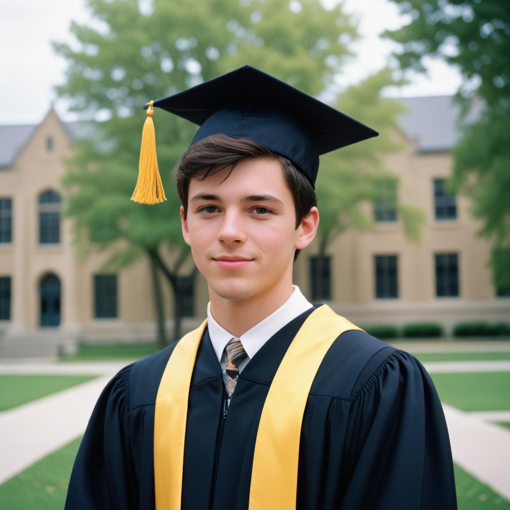 A young man smiles after graduating from college A young man smiles after graduating from college
