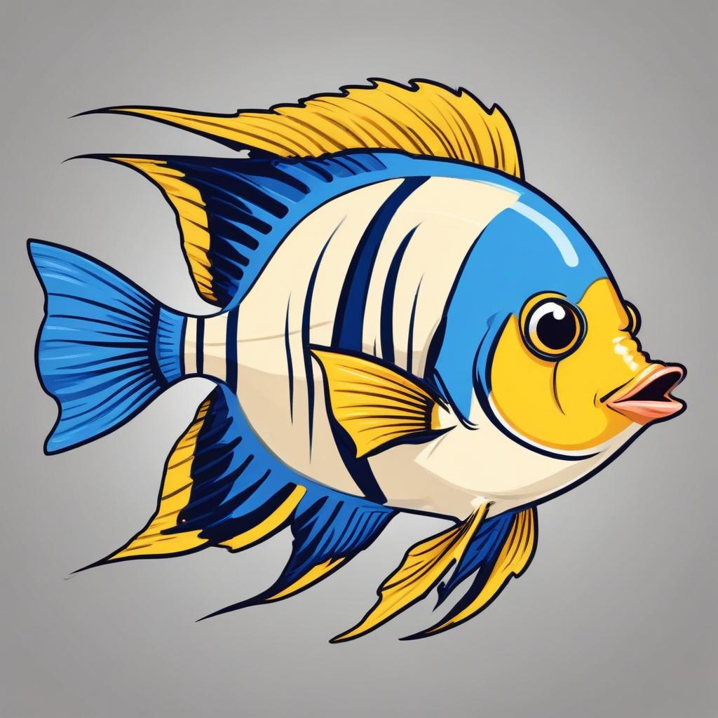 A blue and yellow fish swims in the ocean A blue and yellow fish swims in the ocean