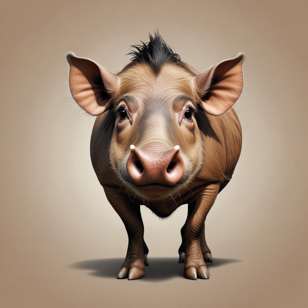 Brown pig with a black mohawk stares at the camera Brown pig with a black mohawk stares at the camera