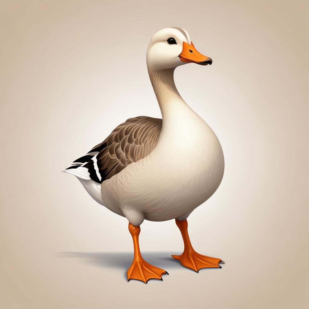 A white goose stands on a light background A white goose stands on a light background