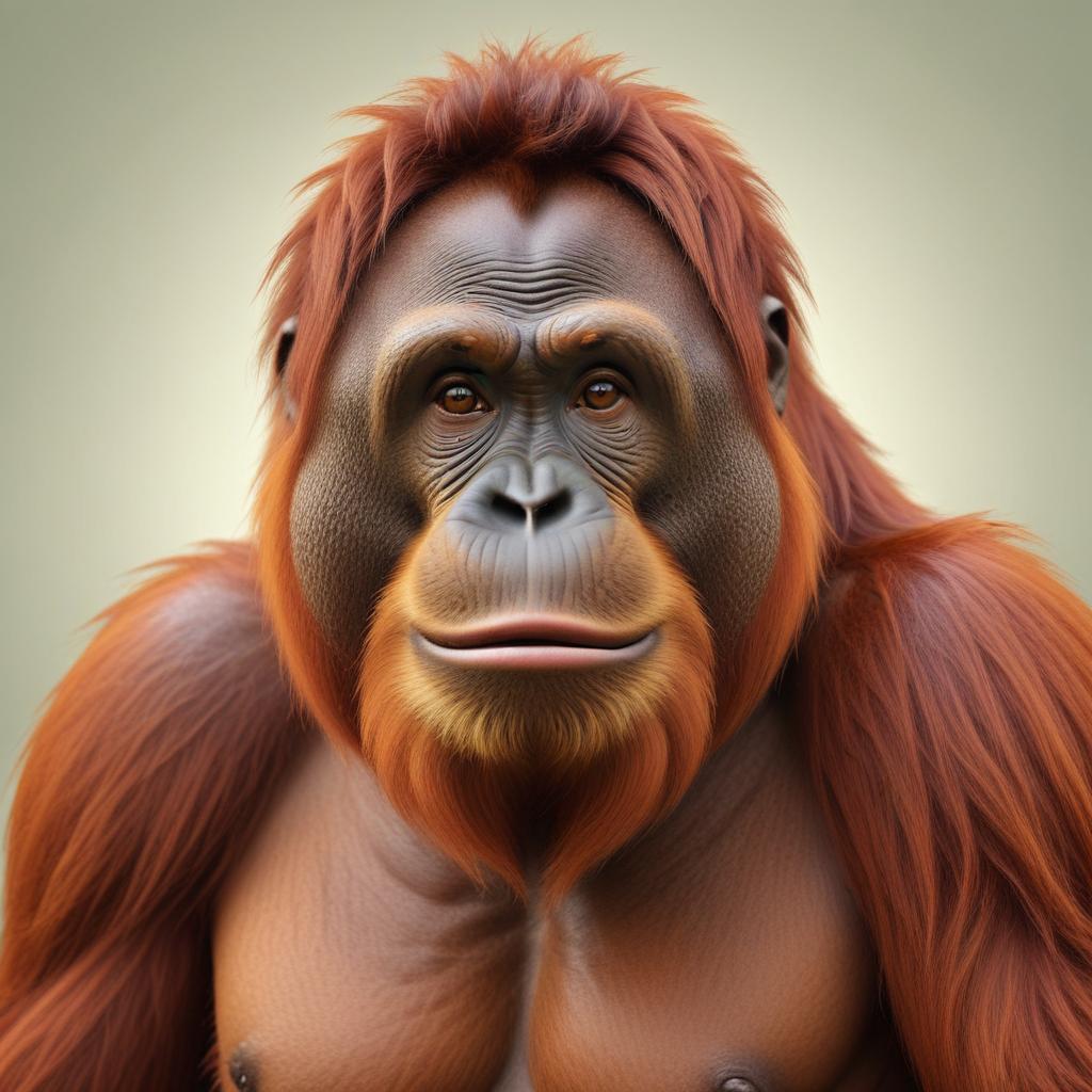 An orangutan stares intensely at the camera An orangutan stares intensely at the camera