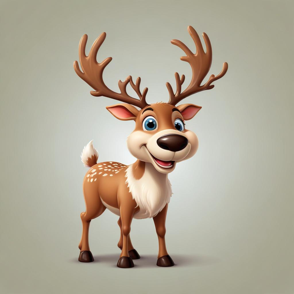 A cartoon reindeer smiles happily A cartoon reindeer smiles happily