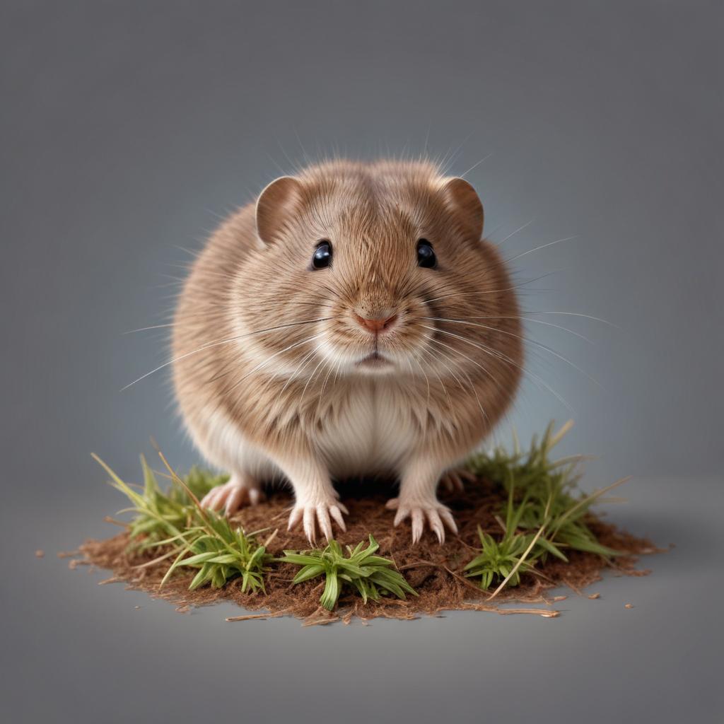 A fluffy hamster stands on a small patch of grass A fluffy hamster stands on a small patch of grass