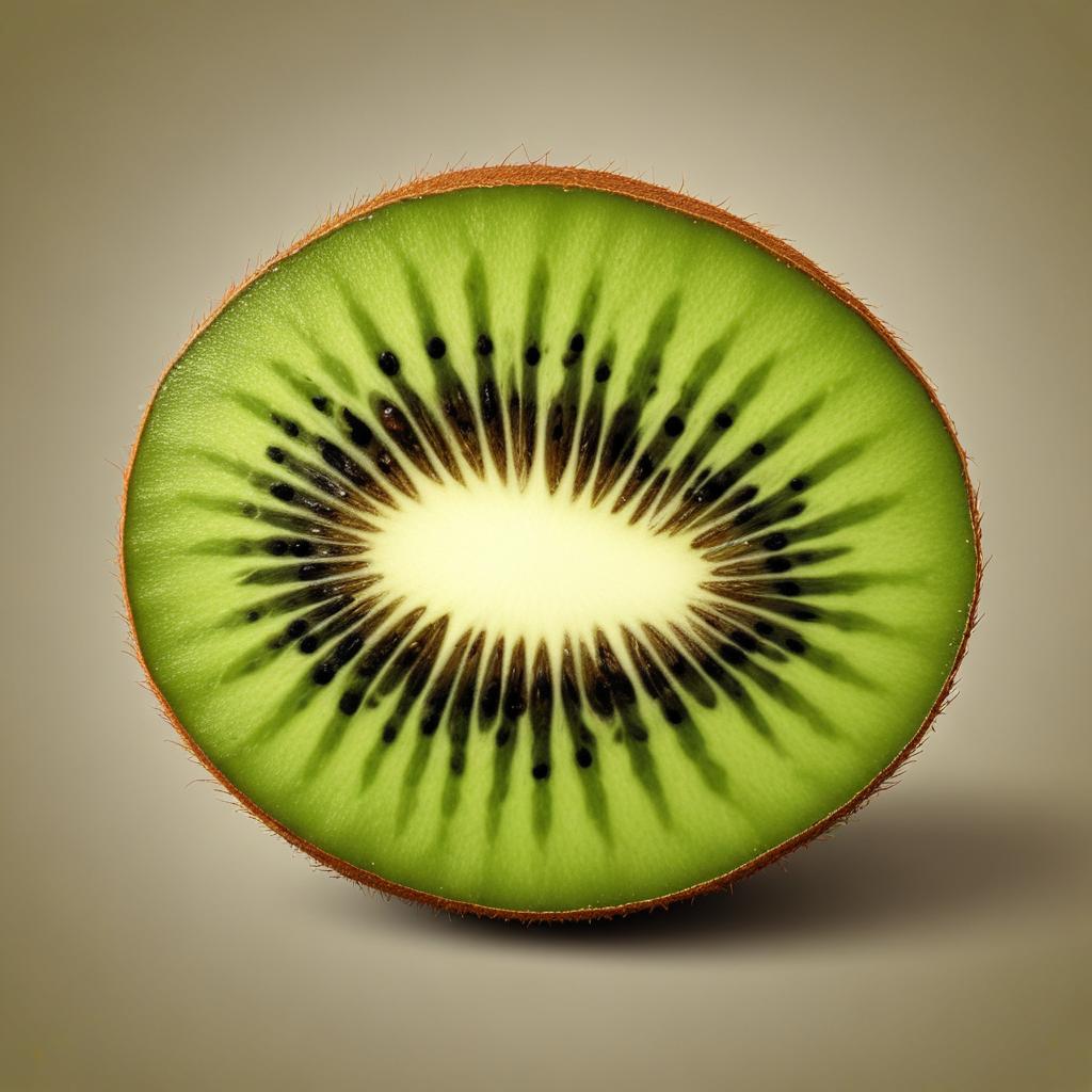 A sliced kiwi fruit on a beige background A sliced kiwi fruit on a beige background