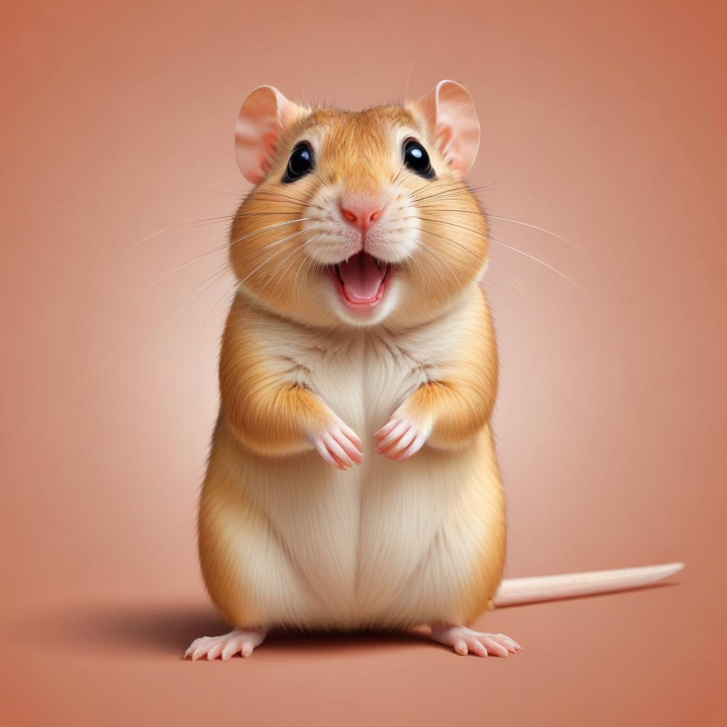 A happy hamster stands on its hind legs A happy hamster stands on its hind legs