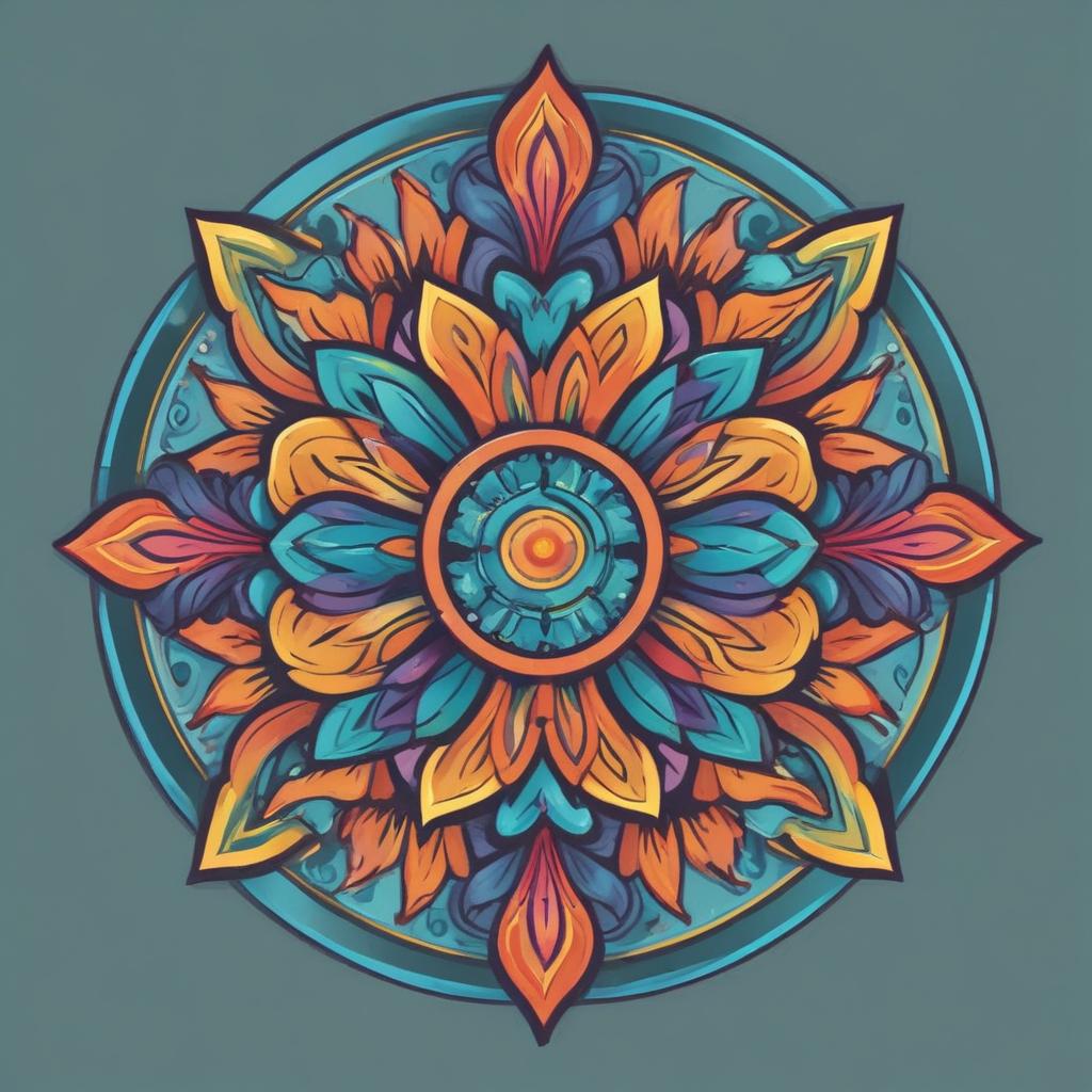 A colorful mandala with intricate details A colorful mandala with intricate details