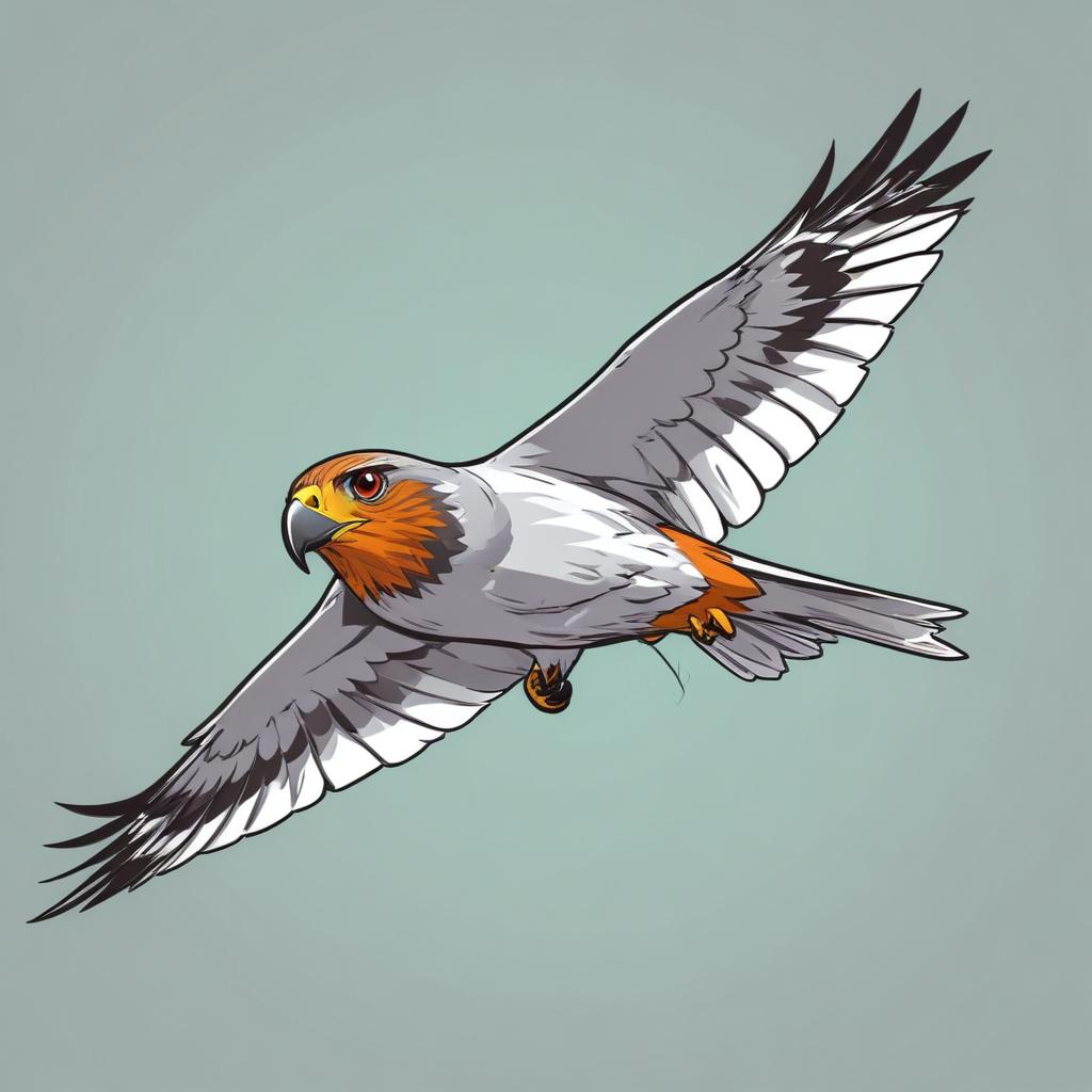 A white and orange bird soars through the air A white and orange bird soars through the air