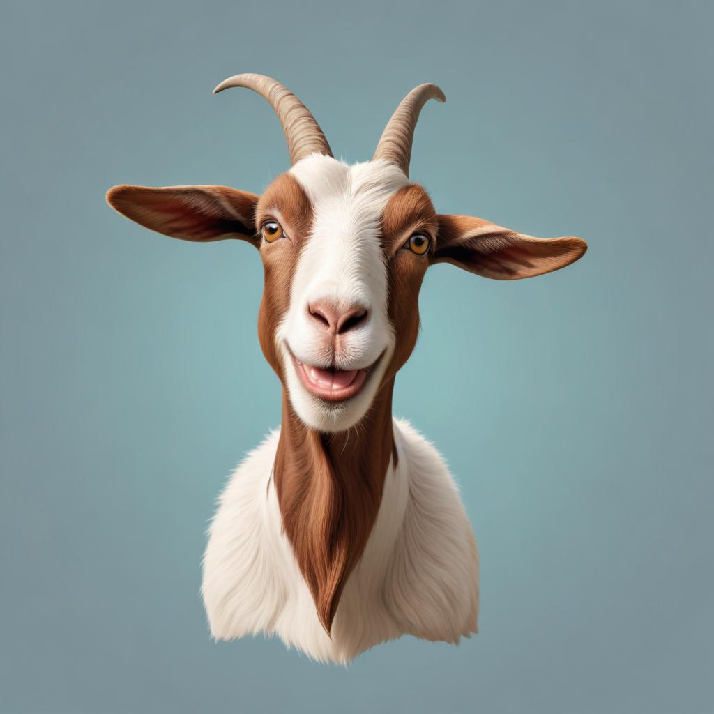 A brown and white goat smiles at the camera A brown and white goat smiles at the camera