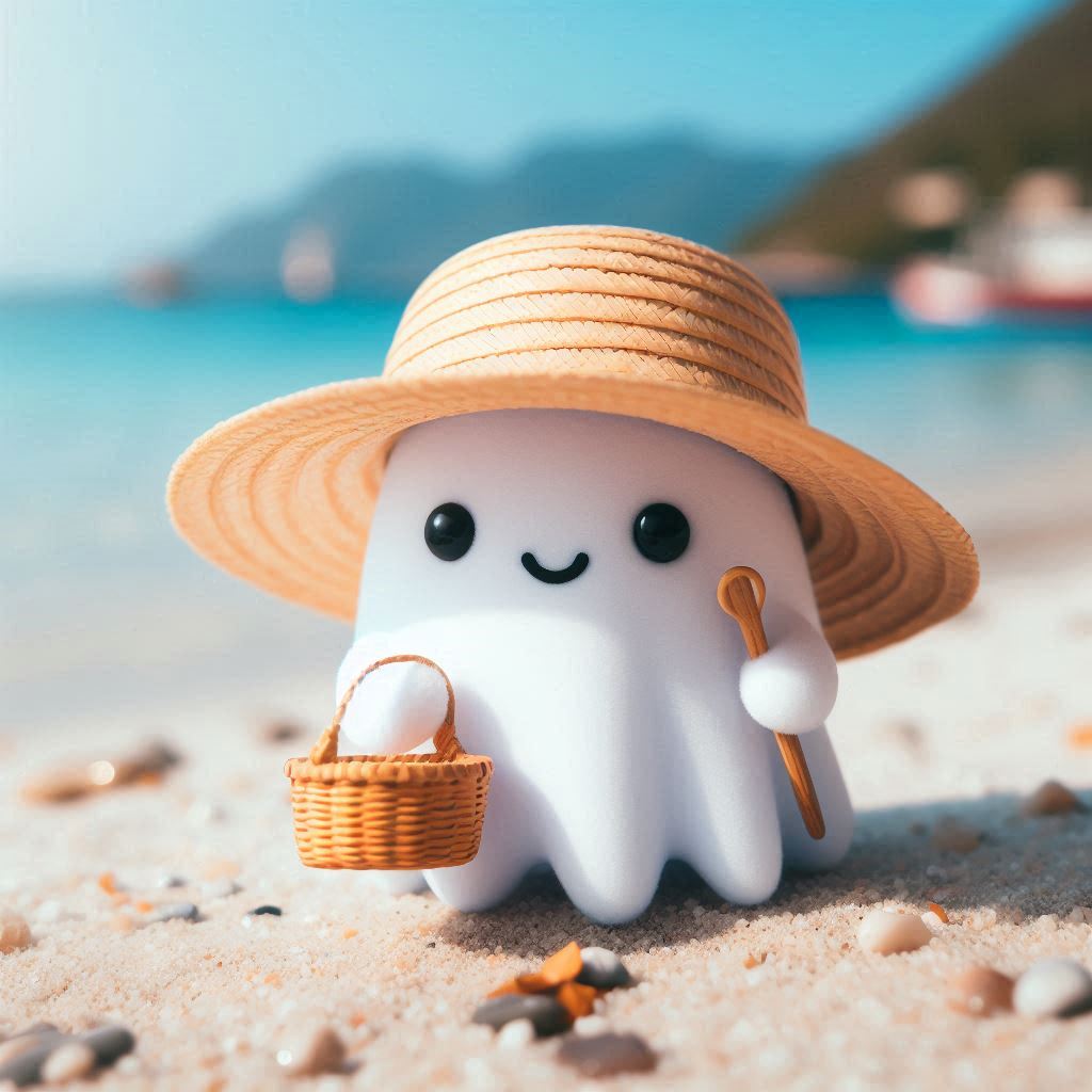 A friendly ghost enjoys a day at the beach A friendly ghost enjoys a day at the beach