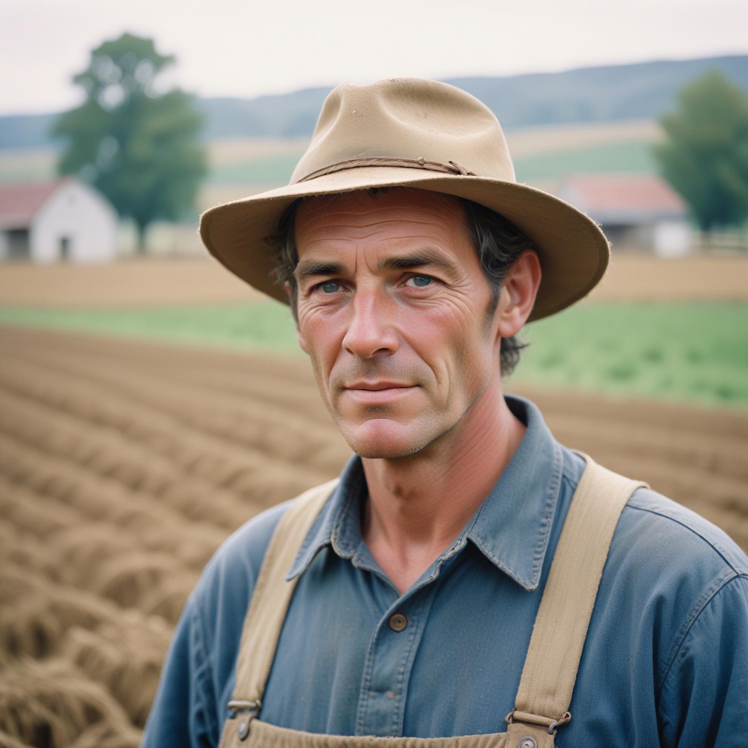 A farmer stands in a field A farmer stands in a field