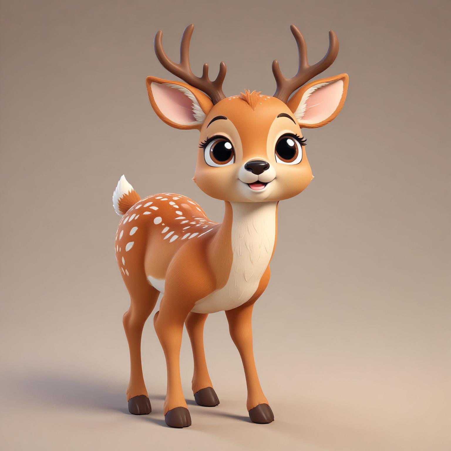 A cute brown deer with big eyes on tan A cute brown deer with big eyes on tan